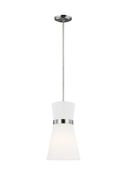 Visual Comfort & Co. Studio Collection Clark modern 1-light LED indoor dimmable ceiling hanging single pendant light in brushed nickel silv
