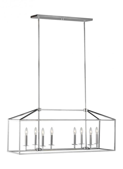Generation Lighting Perryton transitional 8-light indoor dimmable linear ceiling chandelier pendant light in chrome silv