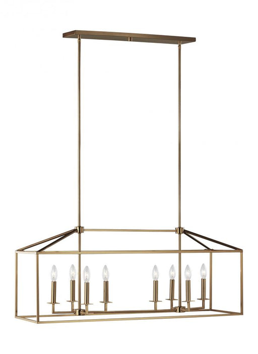 Generation Lighting Perryton transitional 8-light indoor dimmable linear ceiling chandelier pendant light in satin brass