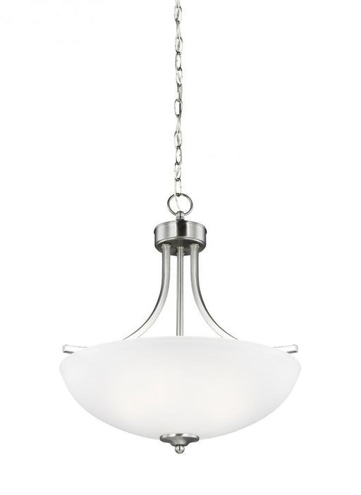 Generation Lighting Geary transitional 3-light indoor dimmable ceiling pendant hanging chandelier pendant light in brush