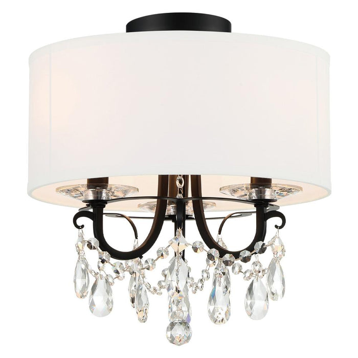 Crystorama Othello 3 Light Matte Black Semi Flush Mount