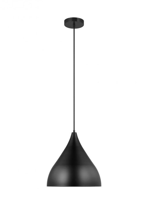 Visual Comfort & Co. Studio Collection Oden modern mid-century 1-light indoor dimmable medium pendant in midnight black finish with midnigh