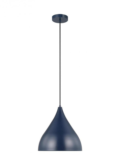 Visual Comfort & Co. Studio Collection Oden modern mid-century 1-light indoor dimmable medium pendant in navy finish with navy shade