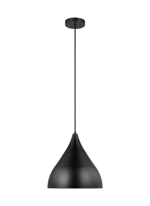 Visual Comfort & Co. Studio Collection Oden modern mid-century 1-light LED indoor dimmable medium pendant in midnight black finish with mid
