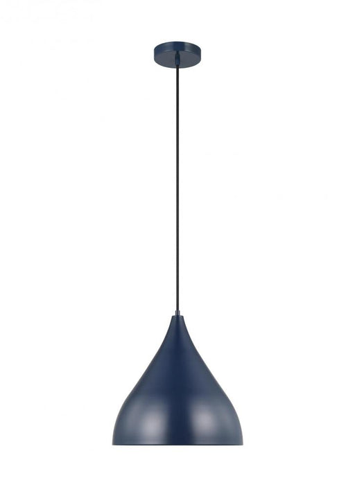 Visual Comfort & Co. Studio Collection Oden modern mid-century 1-light LED indoor dimmable medium pendant in navy finish with navy shade