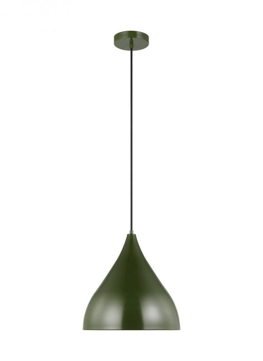 Visual Comfort & Co. Studio Collection Oden modern mid-century 1-light LED indoor dimmable medium pendant in olive finish with olive finish