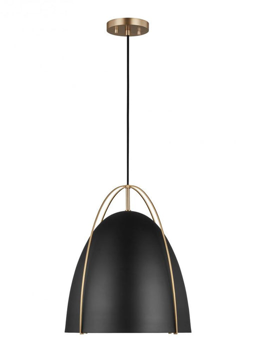Visual Comfort & Co. Studio Collection Norman modern 1-light LED indoor dimmable large ceiling hanging single pendant light in satin brass