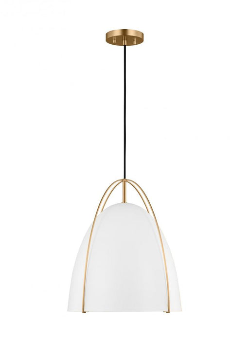 Visual Comfort & Co. Studio Collection Norman modern 1-light indoor dimmable large ceiling hanging single pendant light in satin brass gold