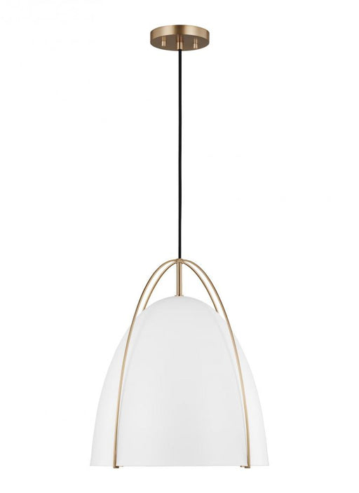 Visual Comfort & Co. Studio Collection Norman modern 1-light LED indoor dimmable large ceiling hanging single pendant light in satin brass