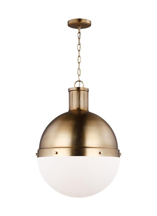 Visual Comfort & Co. Studio Collection Hanks transitional 1-light LED indoor dimmable large ceiling hanging single pendant light in satin b