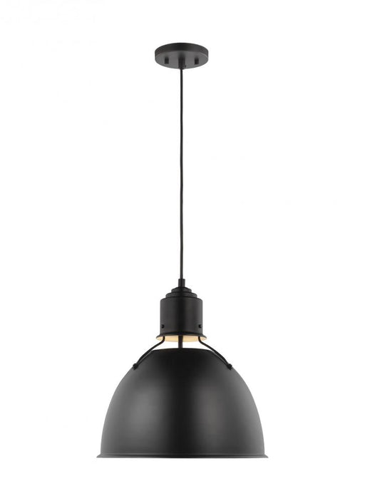 Visual Comfort & Co. Studio Collection Huey modern 1-light indoor dimmable ceiling hanging single pendant light in midnight black finish wi