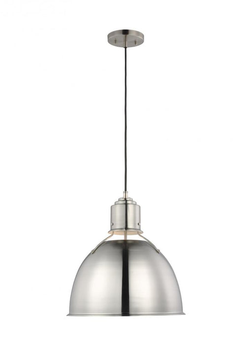 Visual Comfort & Co. Studio Collection Huey modern 1-light LED indoor dimmable ceiling hanging single pendant light in brushed nickel silve