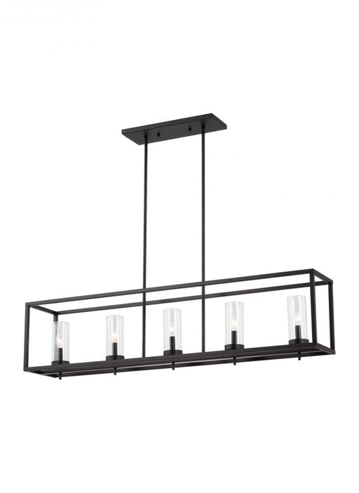 Visual Comfort & Co. Studio Collection Zire dimmable indoor 5-light island pendant in a midnight black finish with clear glass shade