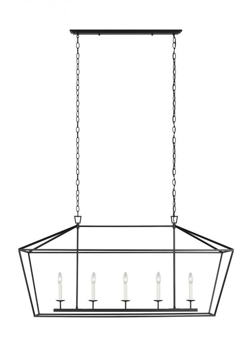 Visual Comfort & Co. Studio Collection Dianna transitional 5-light indoor dimmable linear ceiling chandelier pendant light in midnight blac