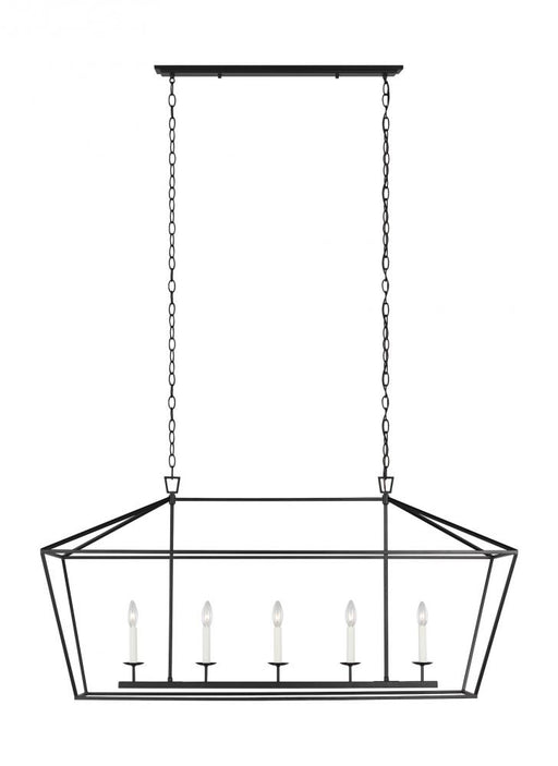 Visual Comfort & Co. Studio Collection Dianna transitional 5-light indoor dimmable linear ceiling chandelier pendant light in midnight blac
