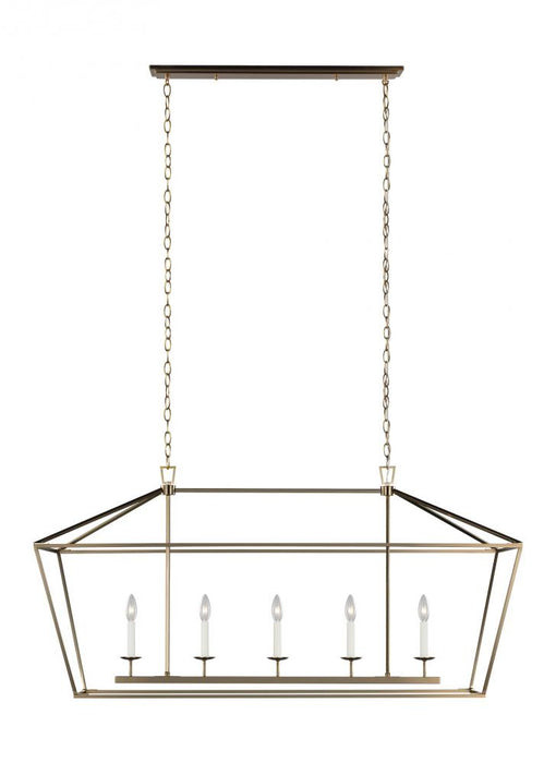Visual Comfort & Co. Studio Collection Dianna transitional 5-light indoor dimmable linear ceiling chandelier pendant light in satin brass g