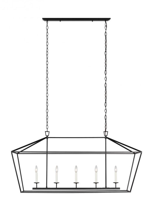 Visual Comfort & Co. Studio Collection Dianna transitional 5-light LED indoor dimmable linear ceiling chandelier pendant light in midnight