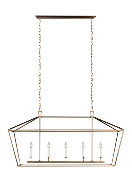 Visual Comfort & Co. Studio Collection Dianna transitional 5-light LED indoor dimmable linear ceiling chandelier pendant light in satin bra