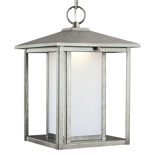 Generation Lighting Hunnington contemporary 1-light outdoor exterior led outdoor pendant in weathered pewter grey finish