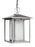 Generation Lighting Hunnington contemporary 1-light outdoor exterior pendant in weathered pewter grey finish with undefi