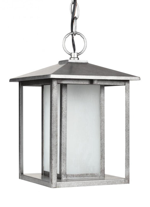 Generation Lighting Hunnington contemporary 1-light outdoor exterior pendant in weathered pewter grey finish with undefi