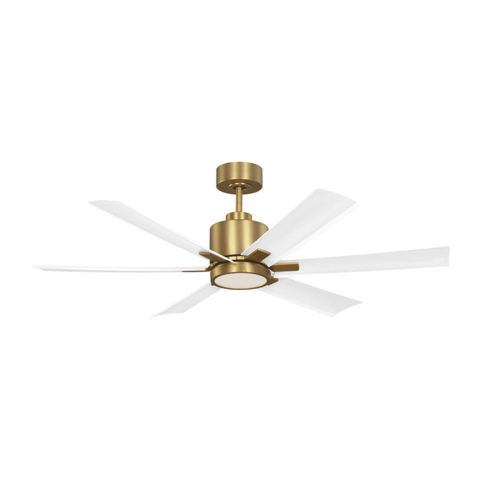 Flera Smart 52 Led Ceiling Fan In Burnished Brass With Matte White Blades | 6FLSM52BBSD