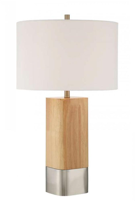 Craftmade 1 Light Wood/Metal Base Table Lamp w/ USB in Natural Wood/Brushed Polished Nickel