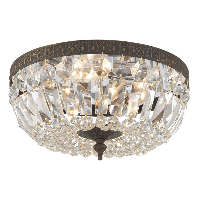 Crystorama Crystorama 3 Light Clear Italian Crystal English Bronze Flush Mount