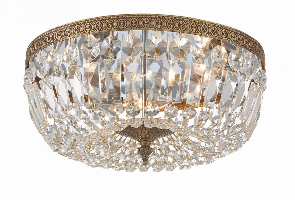 Crystorama Crystorama 3 Light Spectra Crystal Olde Brass Flush Mount