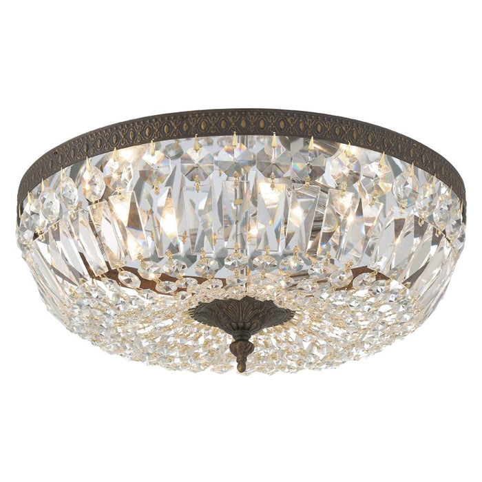 Crystorama Crystorama 3 Light Clear Hand Cut English Bronze Flush Mount