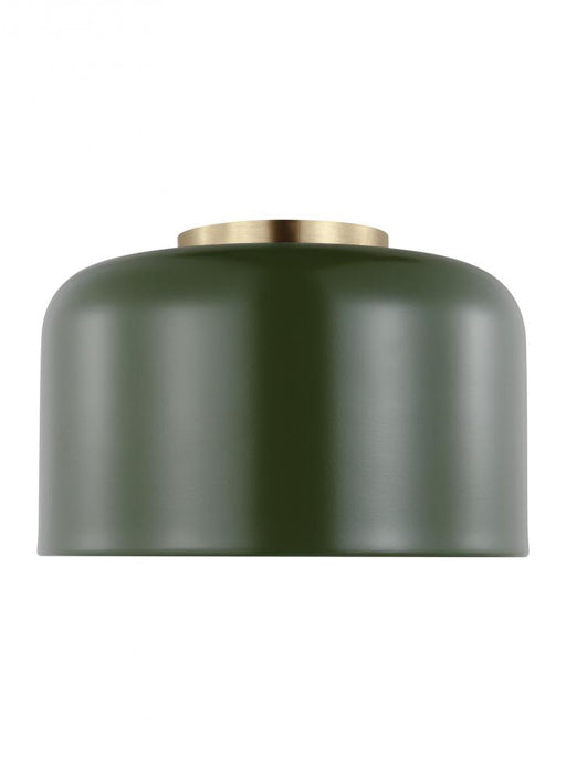Visual Comfort & Co. Studio Collection Malone transitional 1-light indoor dimmable small ceiling flush mount in olive finish with olive ste