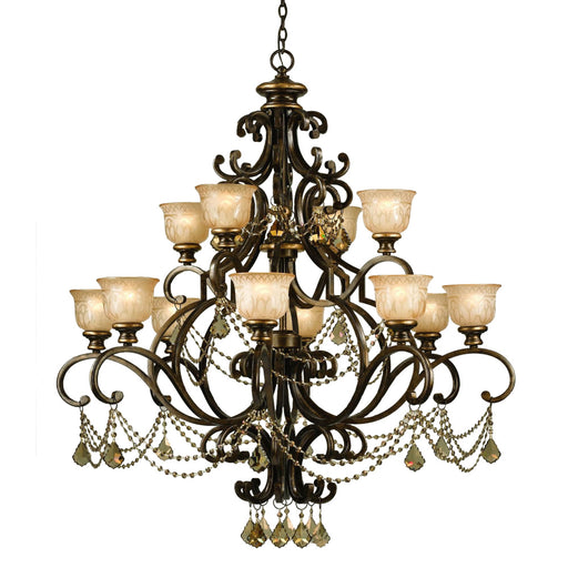 Norwalk 48'' Golden Teak Hand Cut Crystal Bronze Umber Chandelier | 7512-BU-GT-MWP