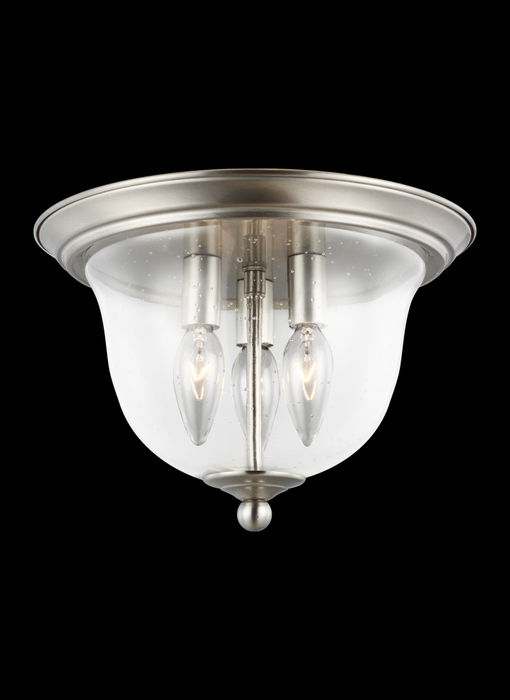 Generation Lighting Belton transitional 3-light indoor dimmable ceiling flush mount in brushed nickel silver finish with