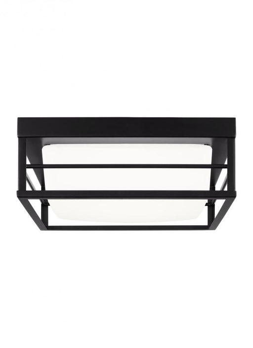 Visual Comfort & Co. Studio Collection Dearborn modern 1-light LED indoor small ceiling flush mount in midnight black finish with etched wh