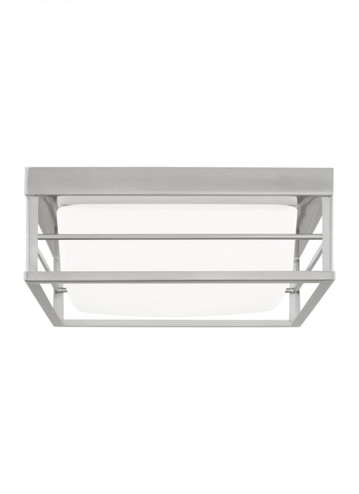 Visual Comfort & Co. Studio Collection Dearborn modern 1-light LED indoor small ceiling flush mount in brushed nickel silver finish with et