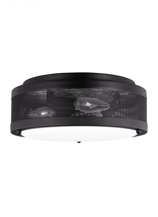 Visual Comfort & Co. Studio Collection Vander transitional 3-light LED indoor/outdoor dimmable medium ceiling flush mount in midnight black