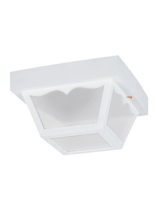 Generation Lighting Outdoor Ceiling traditional 1-light outdoor exterior ceiling flush mount in white finish with clear