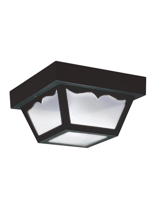 Generation Lighting Outdoor Ceiling traditional 1-light outdoor exterior ceiling flush mount in black finish with clear