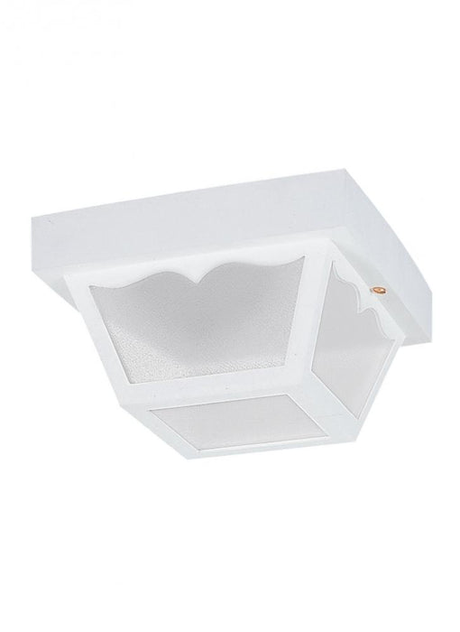 Generation Lighting Outdoor Ceiling traditional 1-light LED outdoor exterior ceiling flush mount in white finish with cl