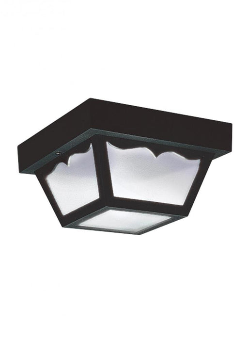 Generation Lighting Outdoor Ceiling traditional 1-light LED outdoor exterior ceiling flush mount in black finish with cl