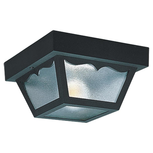 Generation Lighting Outdoor Ceiling traditional 2-light outdoor exterior ceiling flush mount in black finish with clear