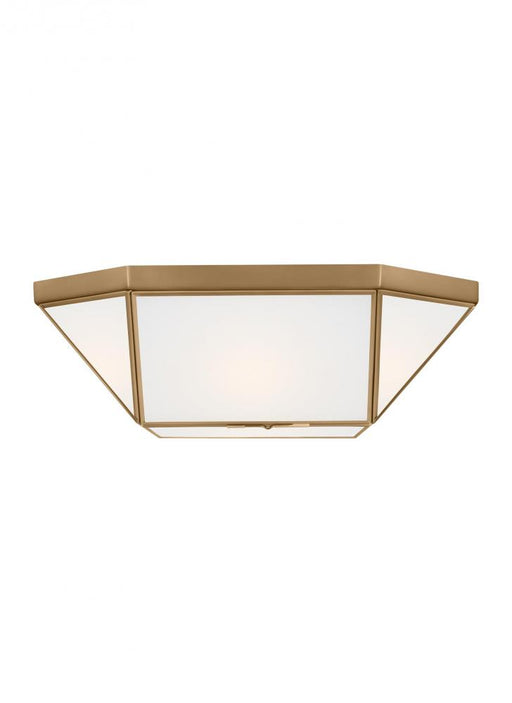 Visual Comfort & Co. Studio Collection Morrison modern 2-light indoor dimmable ceiling flush mount in satin brass gold finish with smooth w