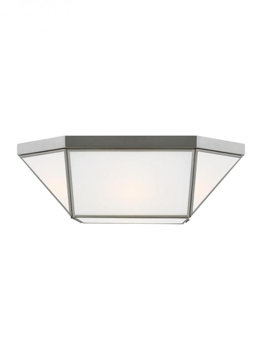 Visual Comfort & Co. Studio Collection Morrison modern 2-light indoor dimmable ceiling flush mount in brushed nickel silver finish with smo
