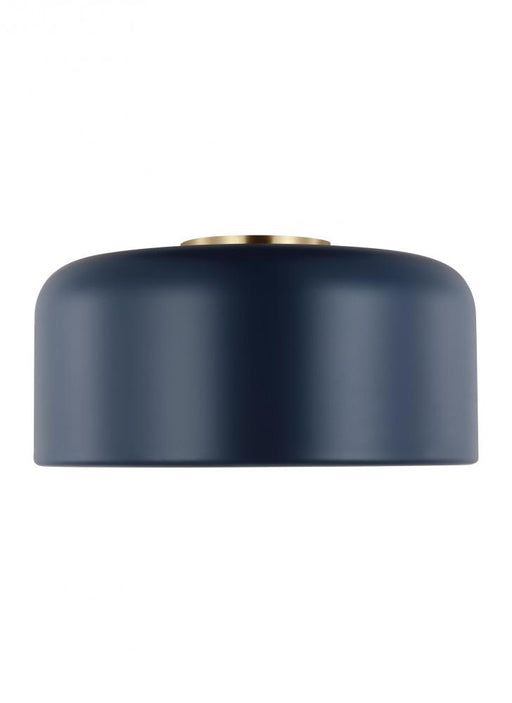 Visual Comfort & Co. Studio Collection Malone transitional 1-light indoor dimmable medium ceiling flush mount in navy finish with navy stee