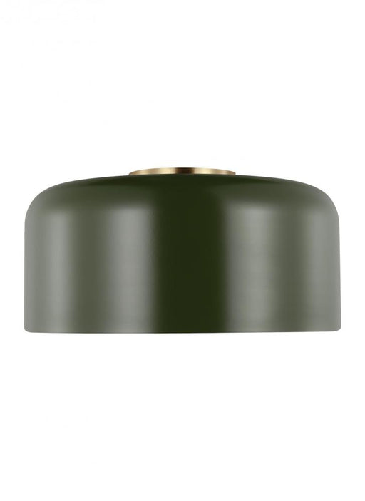 Visual Comfort & Co. Studio Collection Malone transitional 1-light indoor dimmable medium ceiling flush mount in olive finish with olive st