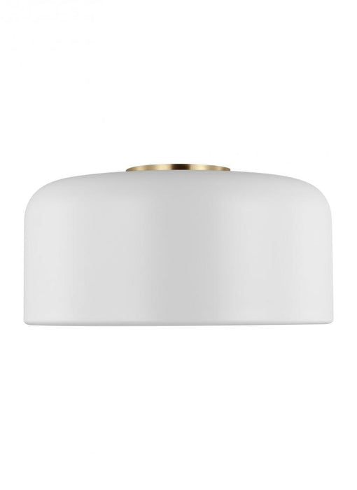 Visual Comfort & Co. Studio Collection Malone transitional 1-light LED indoor dimmable medium ceiling flush mount in matte white finish wit