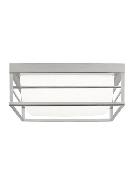 Visual Comfort & Co. Studio Collection Dearborn modern 1-light LED indoor medium ceiling flush mount in brushed nickel silver finish with e
