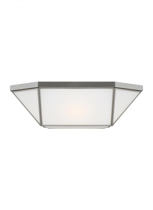 Visual Comfort & Co. Studio Collection Morrison modern 4-light indoor dimmable ceiling flush mount in brushed nickel silver finish with smo