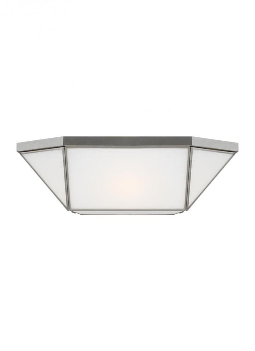 Visual Comfort & Co. Studio Collection Morrison modern 4-light indoor dimmable ceiling flush mount in brushed nickel silver finish with smo