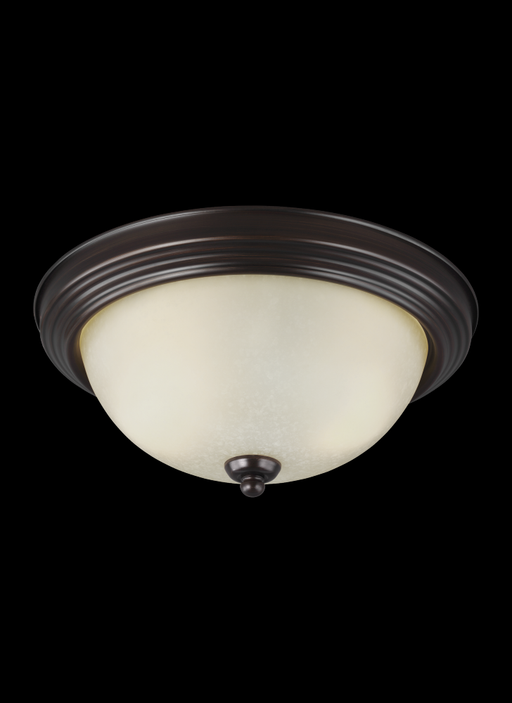 Generation Lighting Geary transitional 2-light indoor dimmable ceiling flush mount fixture in bronze finish with amber s